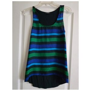 Express Navy Green Blue Striped Tank Top